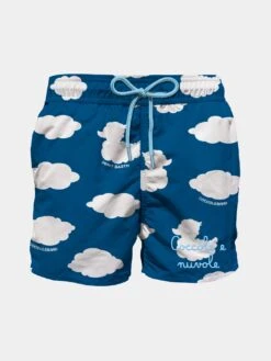 MC2 Saint Barth Boy Classic Swim Shorts With Clouds Print And Embroidery | COCCOLEBIMBI SPECIAL EDITION