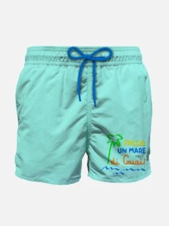 MC2 Saint Barth Boy Swim Shorts With Faccio Un Mare Di Guai! Embroidery