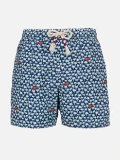 MC2 Saint Barth Man Lightweight Fabric Swim-shorts Lighting 70 With Palm Print