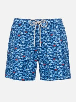 MC2 Saint Barth Comfort Light Classic Stretch Swim Shorts With Fishes Print