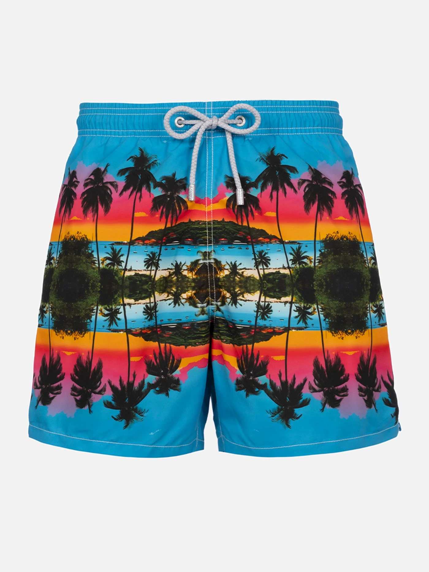 MC2 Saint Barth Man Mid-length Gustavia Swim-shorts With Palms Landscape Placed Print|AI CO-CREATED DESIGN BY RICKDICK - POWERED BY RED-EYE 3 MC2 Saint Barth Man Mid-length Gustavia Swim-shorts With Palms Landscape Placed Print|AI CO-CREATED DESIGN BY RICKDICK - POWERED BY RED-EYE