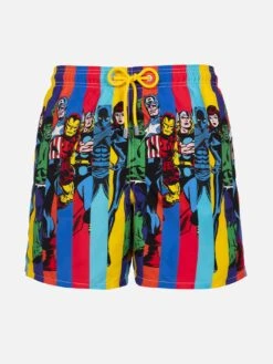 MC2 Saint Barth Man Mid-length Gustavia Swim-shorts With Marvel Characters Placed Print| MARVEL SPECIAL EDITION