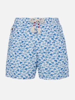 MC2 Saint Barth Man Lightweight Fabric Swim-shorts Lighting 70 With Sharks Print