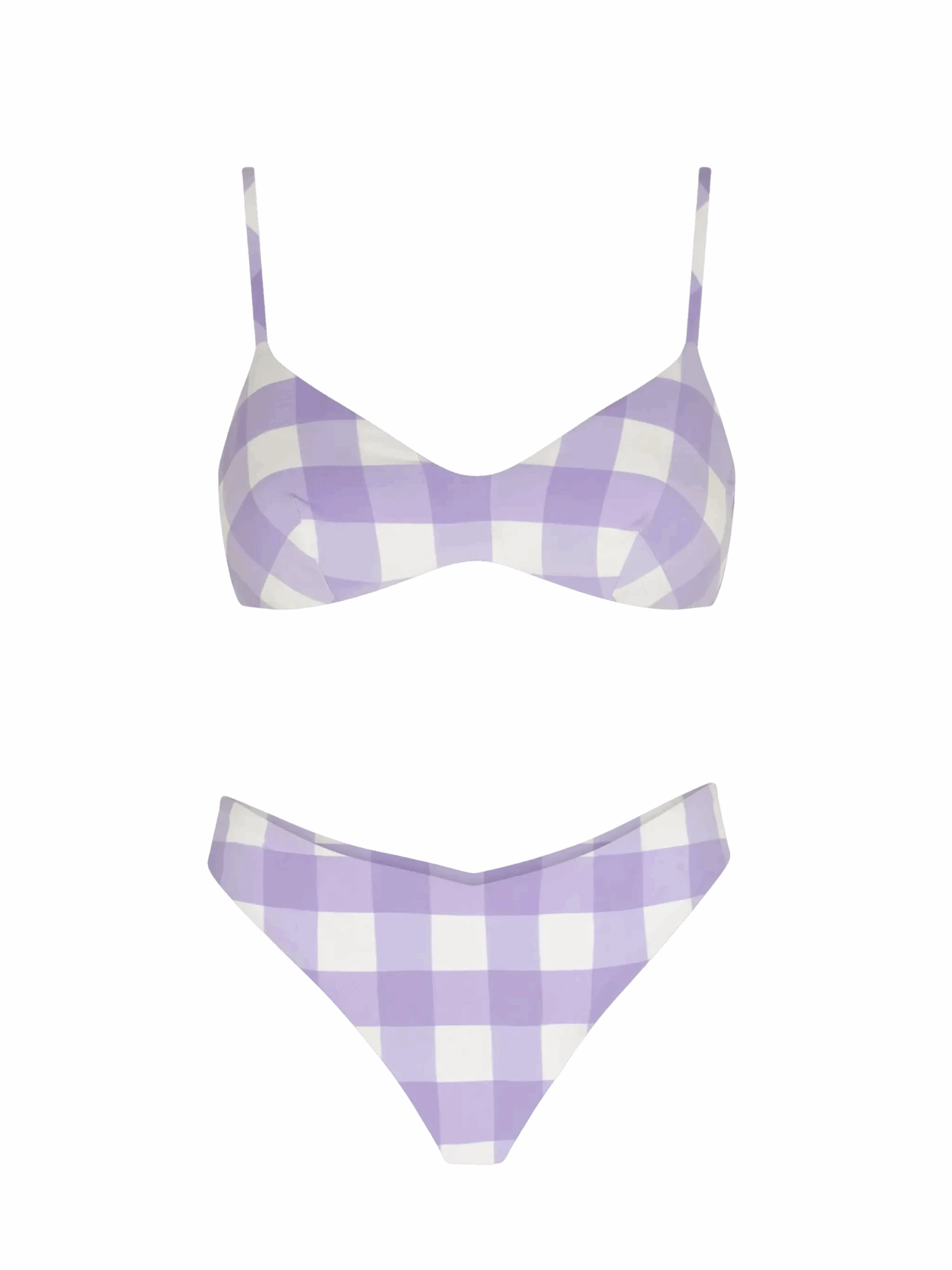 Woman Triangle Bikini With Gingham Print 3 Woman Triangle Bikini With Gingham Print