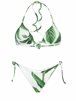 Woman Triangle Bikini With Tropical Print