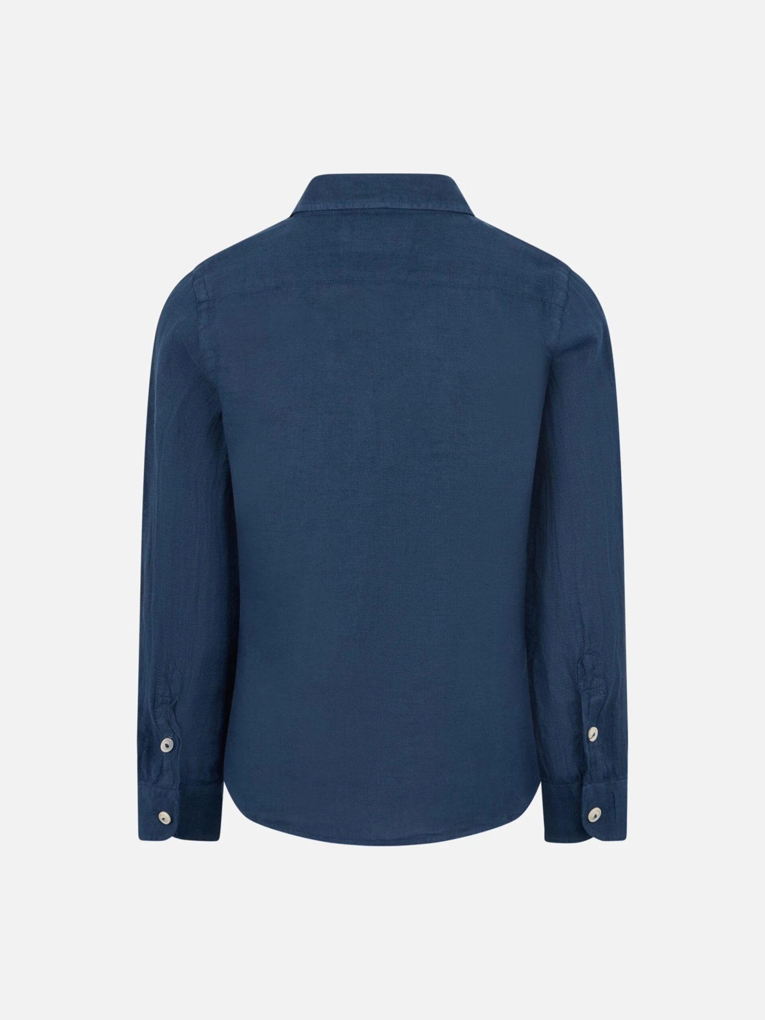 MC2 Saint Barth Kid Navy Blue Linen Shirt Agnes 4 MC2 Saint Barth Kid Navy Blue Linen Shirt Agnes - Image 2