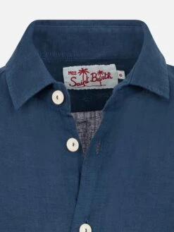 MC2 Saint Barth Kid Navy Blue Linen Shirt Agnes 7 MC2 Saint Barth Kid Navy Blue Linen Shirt Agnes -MC2 Saint Barth Shop AGN0001 01526F kid linen shirt navy blue 3