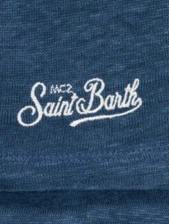 MC2 Saint Barth Kid Marine Blue Linen Jersey T-shirt Alex -MC2 Saint Barth Shop ALE0001 00571F boy tshirt linen blue 3