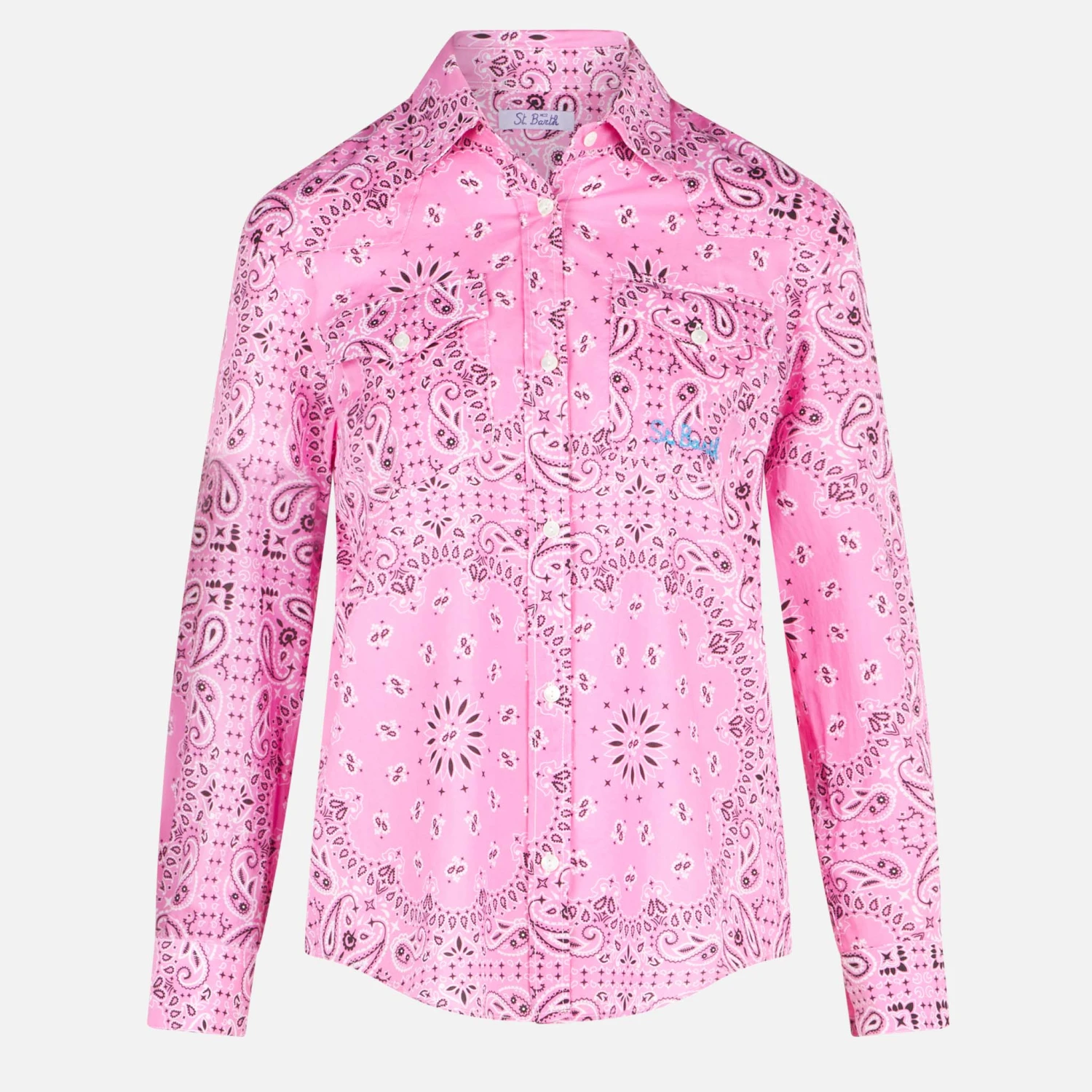MC2 Saint Barth Woman Pink Shirt With Bandanna Print 6 MC2 Saint Barth Woman Pink Shirt With Bandanna Print - Image 4