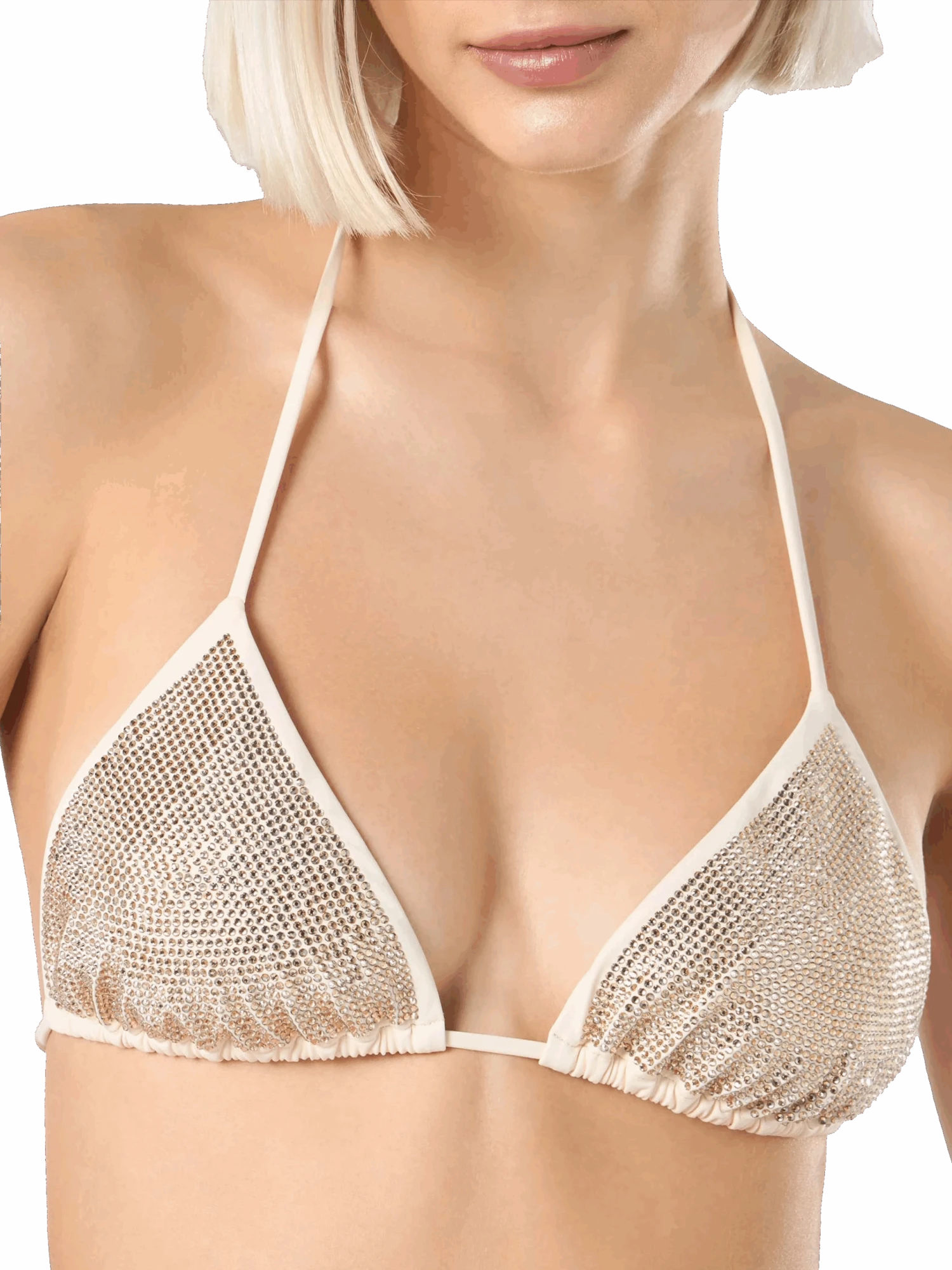 MC2 Saint Barth Woman Triangle Beige Bikini With Rhinestones 7 MC2 Saint Barth Woman Triangle Beige Bikini With Rhinestones - Image 5