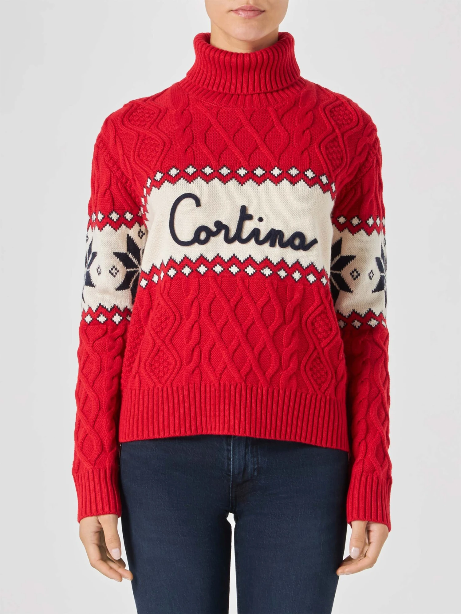 MC2 Saint Barth Woman Half-turtleneck Sweater With Cortina Lettering 3 MC2 Saint Barth Woman Half-turtleneck Sweater With Cortina Lettering