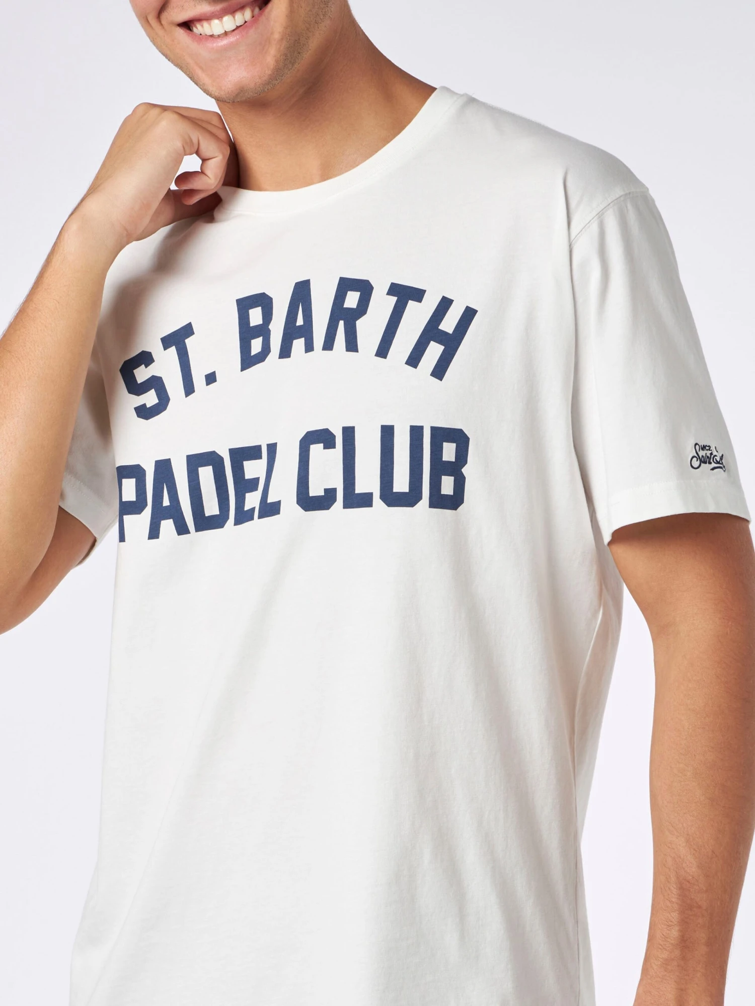 MC2 Saint Barth Man Heavy Cotton T-shirt With St. Barth Padel Club 3 MC2 Saint Barth Man Heavy Cotton T-shirt With St. Barth Padel Club