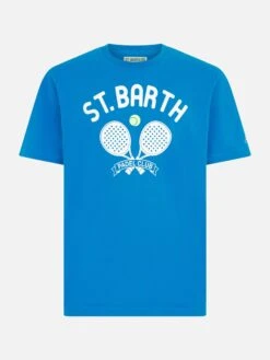 MC2 Saint Barth Man Heavy Cotton T-shirt With St. Barth Padel Club Print -MC2 Saint Barth Shop ARN0001 10531E man cotton tshirt padel bluette 4