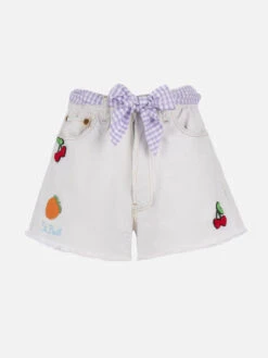 MC2 Saint Barth Woman Upcycled Denim Shorts Arizona With Patches -MC2 Saint Barth Shop ARZ0001 04944F shorts denim patch 1