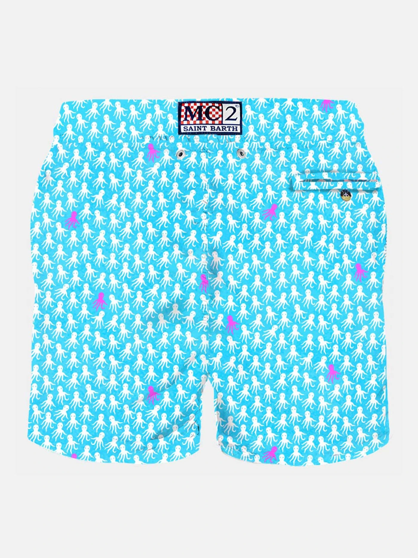 MC2 Saint Barth Man Light Fabric Swim Shorts With White And Fuchsia Octopus Print 4 MC2 Saint Barth Man Light Fabric Swim Shorts With White And Fuchsia Octopus Print - Image 2
