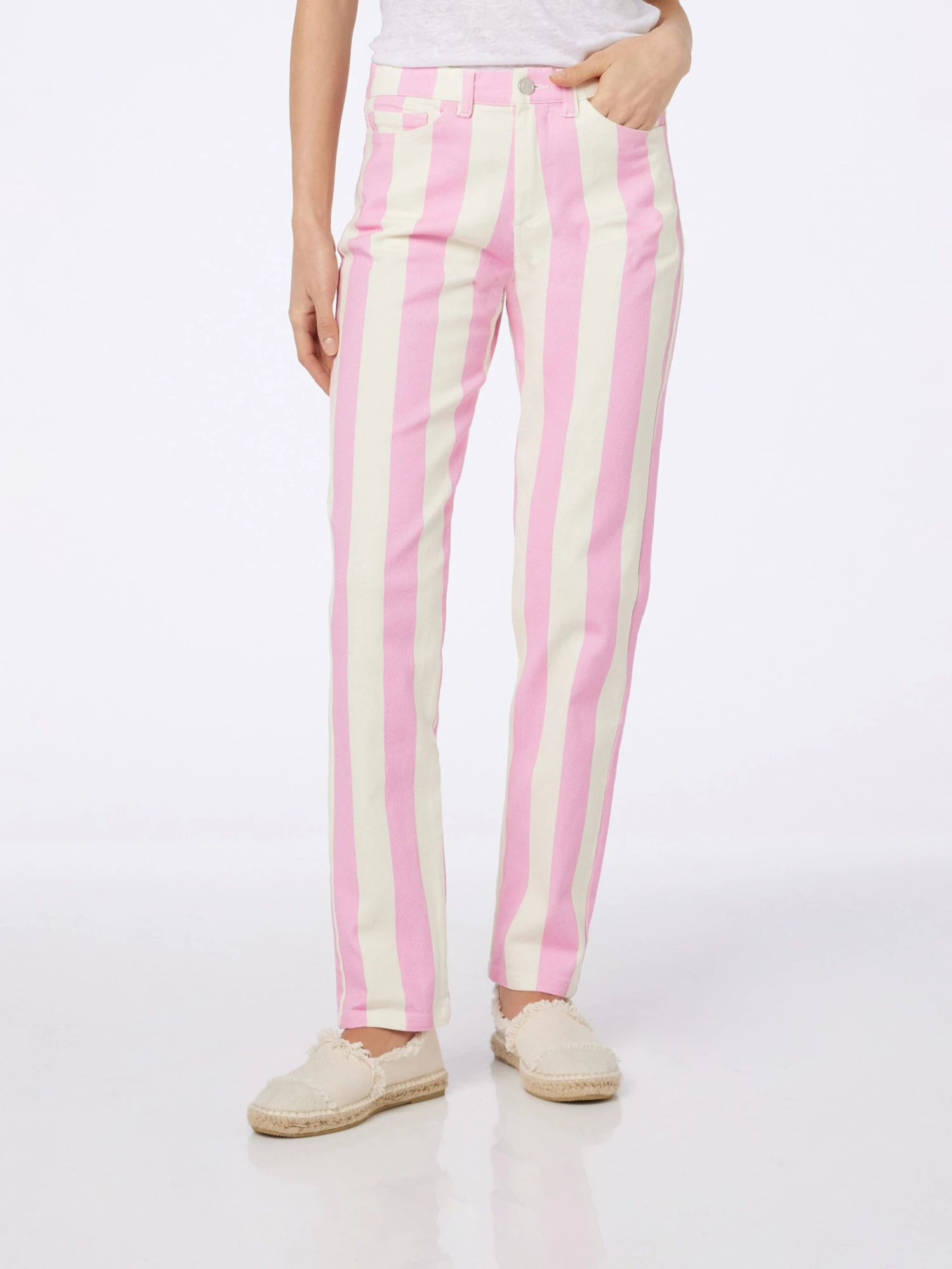 MC2 Saint Barth Woman Pink Striped Print Denim Belleville 3 MC2 Saint Barth Woman Pink Striped Print Denim Belleville