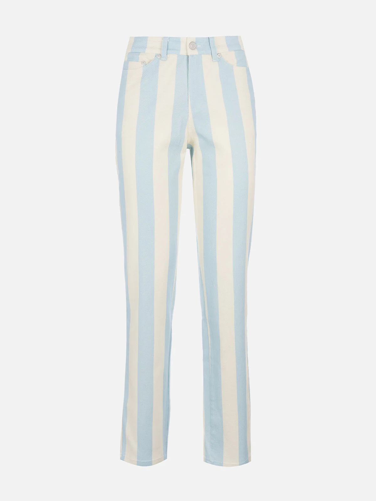 MC2 Saint Barth Woman Light Blue Striped Print Denim Belleville 7 MC2 Saint Barth Woman Light Blue Striped Print Denim Belleville - Image 5