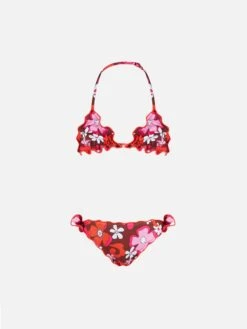 MC2 Saint Barth Girl Triangle Bikini With Flowers Print