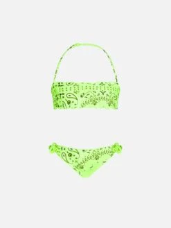 MC2 Saint Barth Girl Bandeau Bikini With Fluo Yellow Bandanna Print