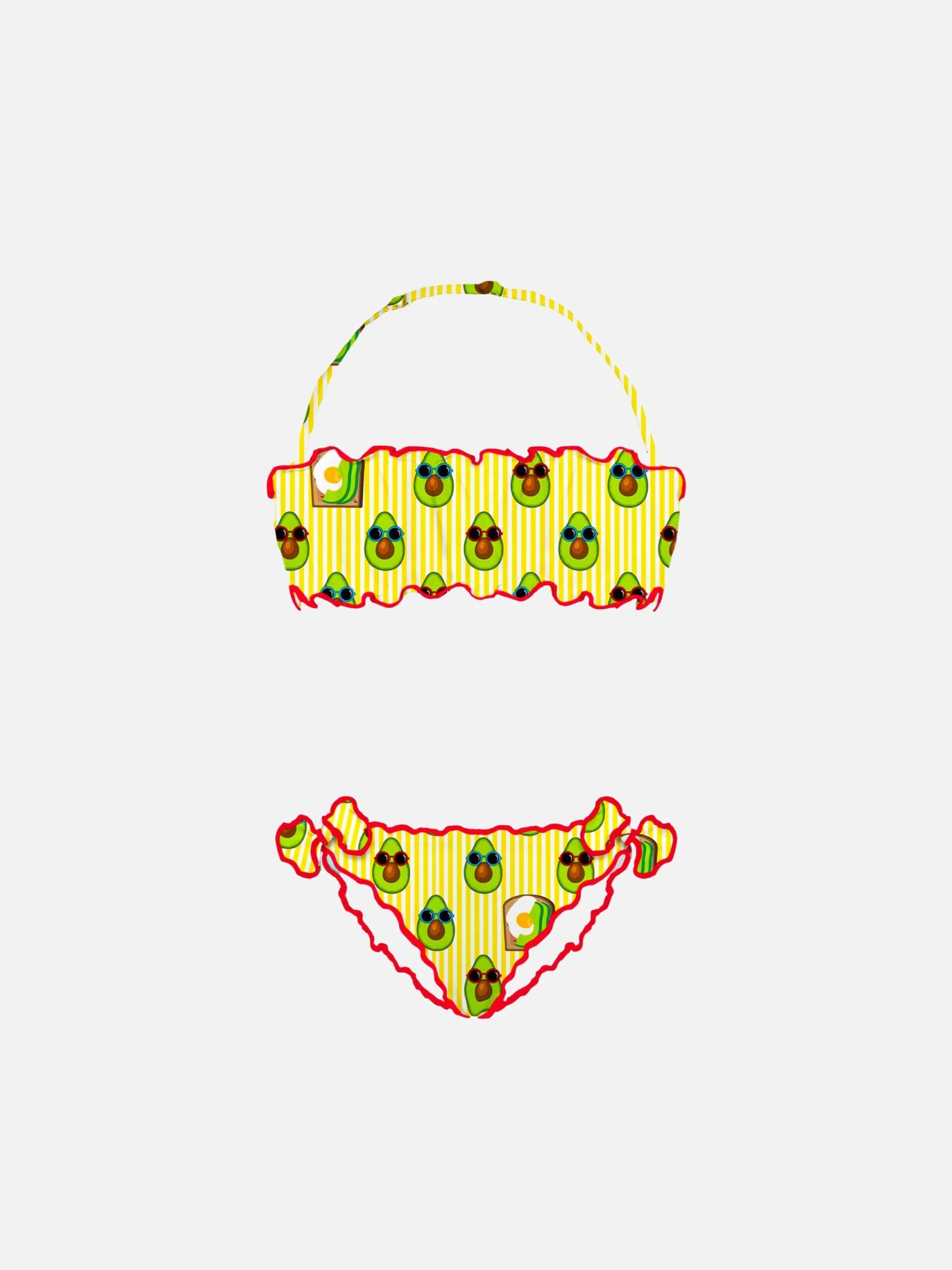 Girl Bandeau Bikini With Avocado Print 2 Girl Bandeau Bikini With Avocado Print