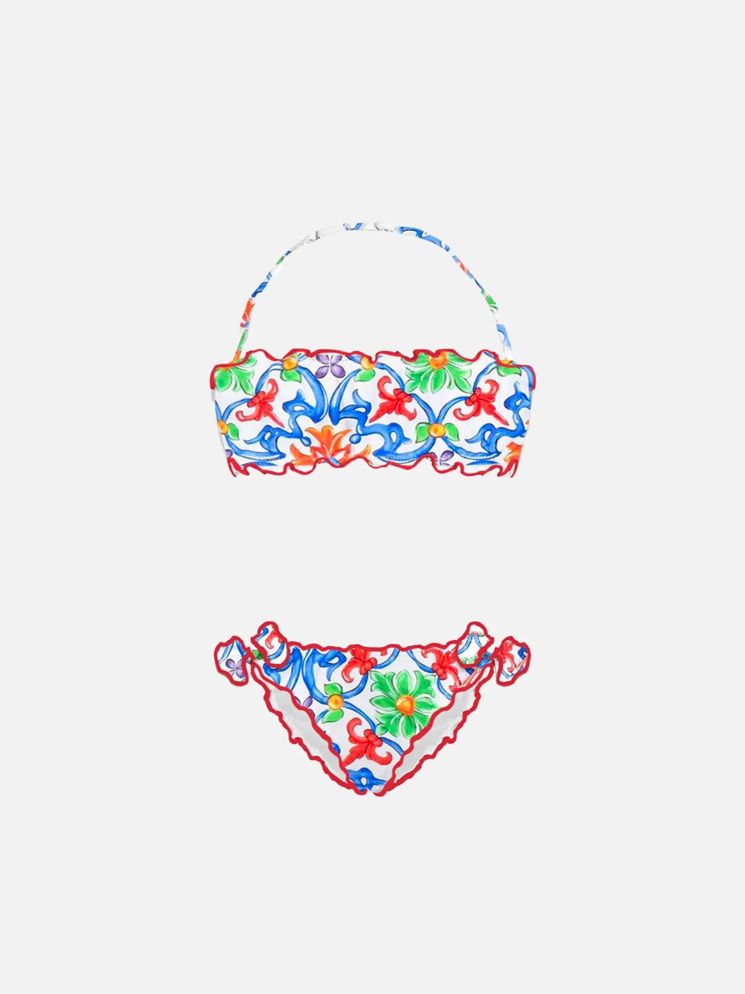 Girl Bandeau Bikini With Majolica Print 3 Girl Bandeau Bikini With Majolica Print