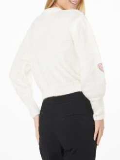 MC2 Saint Barth Woman Brushed White Sweater With Rhinestones Hearts -MC2 Saint Barth Shop BLOM001 00354E sweater woman rhinestones alpaca 3