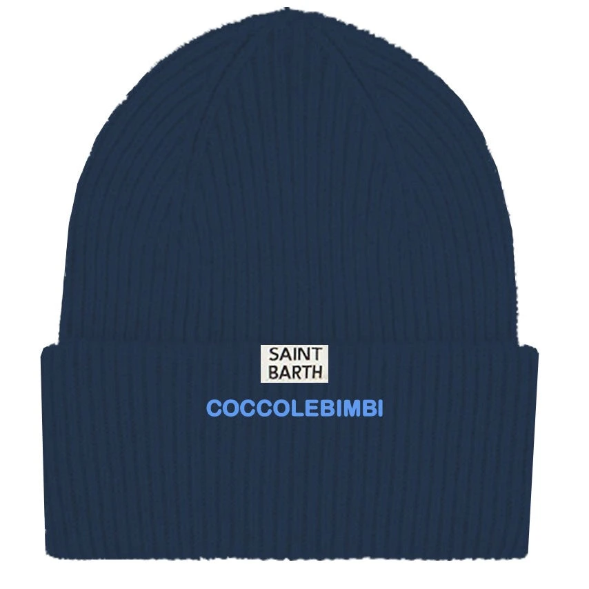 MC2 Saint Barth Kid Blue Ribbed Beanie With Coccole Nuvole Embroidery | COCCOLEBIMBI SPECIAL EDITION 4 MC2 Saint Barth Kid Blue Ribbed Beanie With Coccole Nuvole Embroidery | COCCOLEBIMBI SPECIAL EDITION - Image 2
