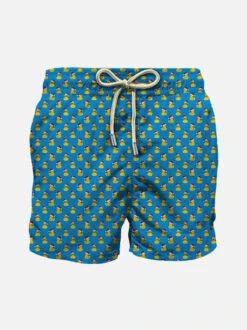MC2 Saint Barth Boy Light Fabric Swim Shorts With Christmas Ducks Print