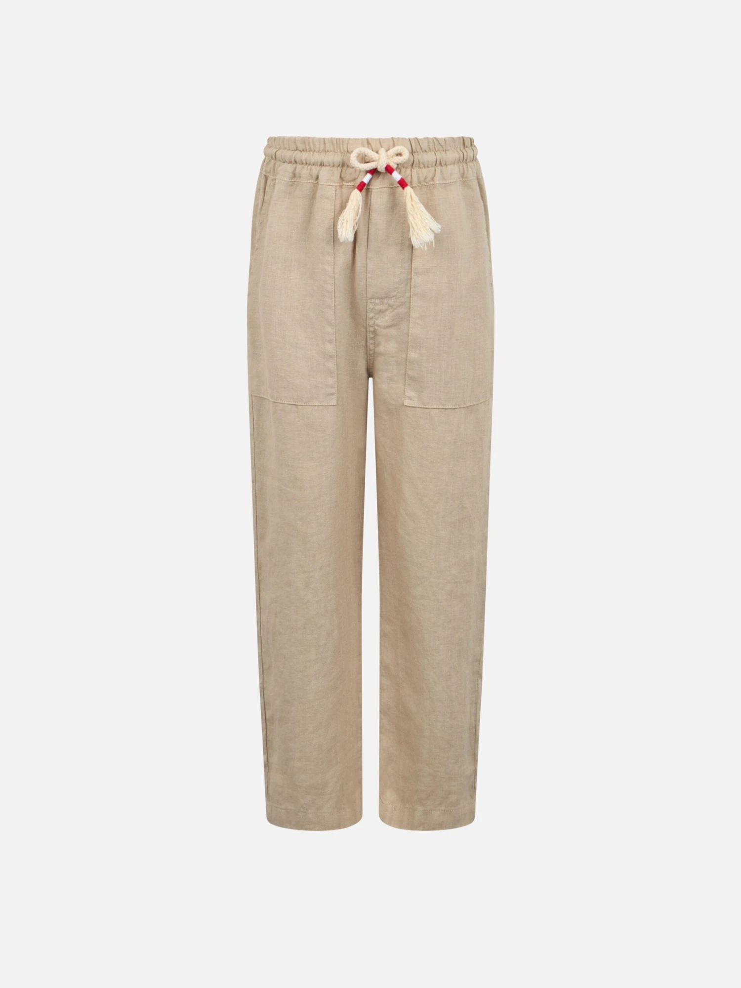 MC2 Saint Barth Boy Beige Linen Calais Jr Pants With Drawstring