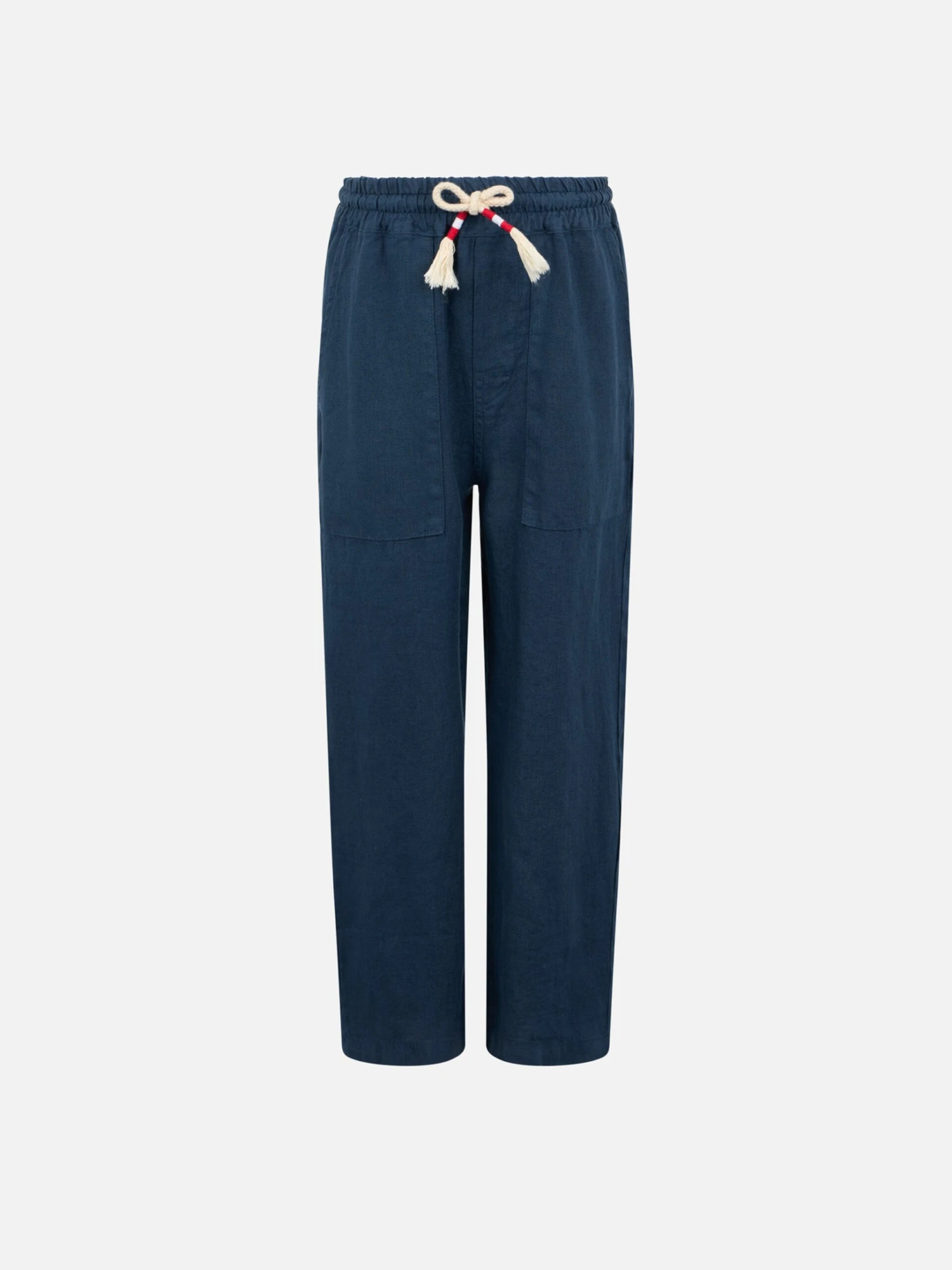 MC2 Saint Barth Boy Navy Blue Linen Calais Jr Pants With Drawstring