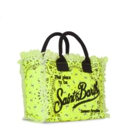 MC2 Saint Barth Colette Cotton Canvas Bag With Fluo Yellow Bandanna Print -MC2 Saint Barth Shop COLETTE3 4