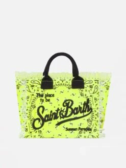 MC2 Saint Barth Colette Cotton Canvas Bag With Fluo Yellow Bandanna Print