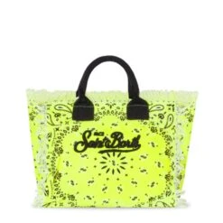 MC2 Saint Barth Colette Cotton Canvas Bag With Fluo Yellow Bandanna Print -MC2 Saint Barth Shop COLfluogialloretro
