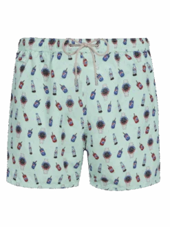 MC2 Saint Barth Man Lightweight Fabric Swim-shorts Lighting Micro Fantasy With Watches And Drinks Print