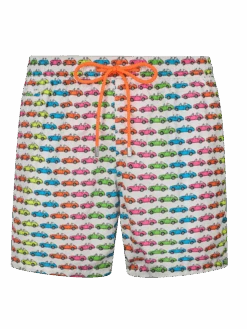 MC2 Saint Barth Man Lightweight Fabric Swim-shorts Lighting Micro Fantasy With Car Print