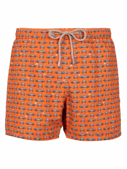 MC2 Saint Barth Man Lightweight Fabric Swim-shorts Lighting Micro Fantasy With Cars Print