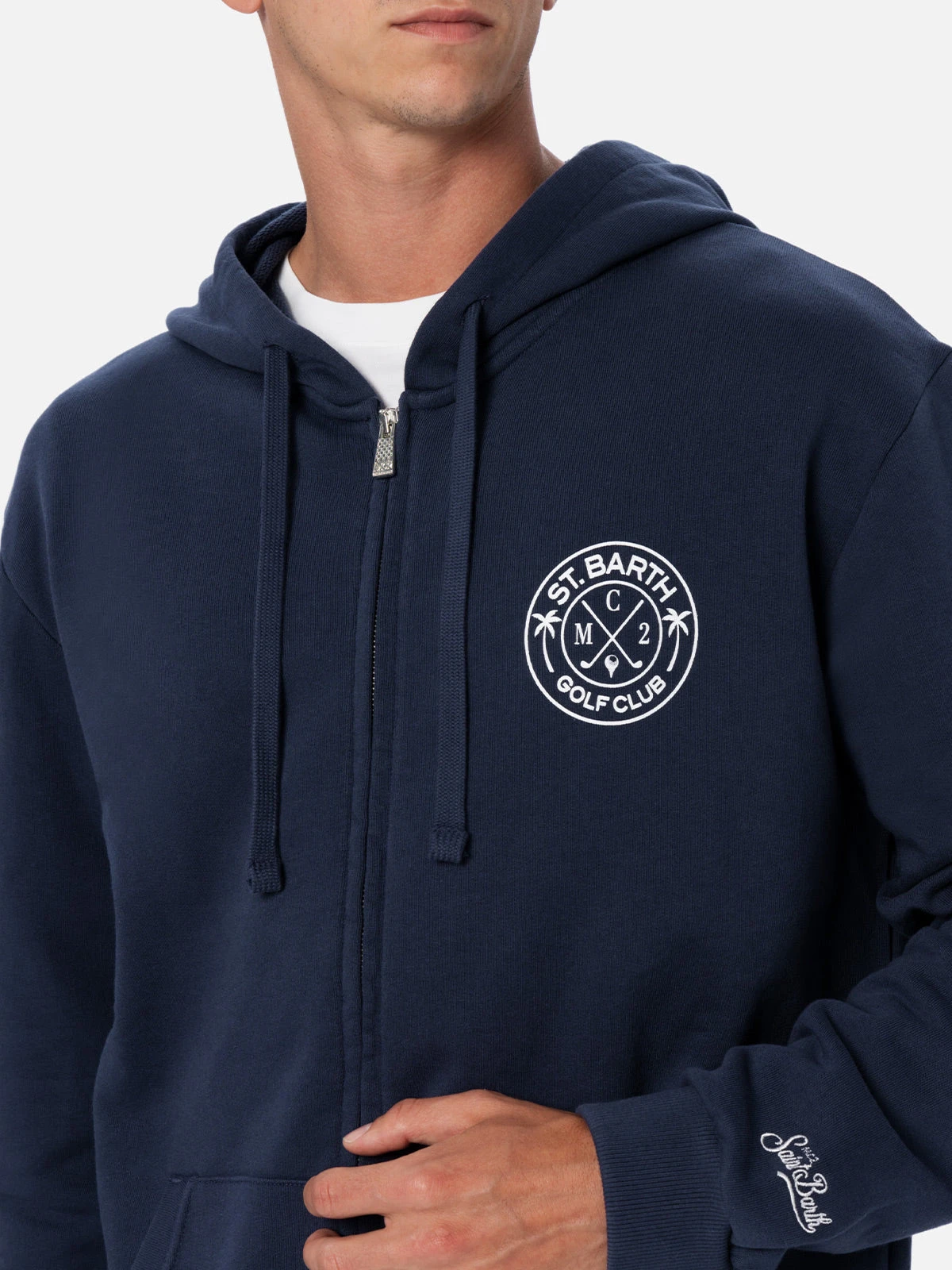 MC2 Saint Barth Man Zipped Cotton Fleece Hoodie Danny With Front And Back Print 3 MC2 Saint Barth Man Zipped Cotton Fleece Hoodie Danny With Front And Back Print