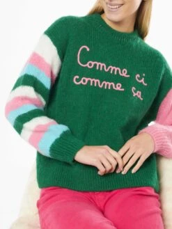 MC2 Saint Barth Woman Boxy Shape Soft Sweater With Comme Ci Comme ça Embroidery 7 MC2 Saint Barth Woman Boxy Shape Soft Sweater With Comme Ci Comme ça Embroidery -MC2 Saint Barth Shop DANY002 00428E sweater woman wool green embroidery 2