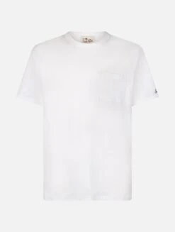 MC2 Saint Barth Man Off-white Linen Jersey T-shirt Ecstasea With Pocket -MC2 Saint Barth Shop ECS0001 01819F man linen jersey tshirt off white 4