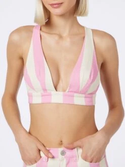 MC2 Saint Barth Woman Scooped Denim Top Eda -MC2 Saint Barth Shop EDA001 01620F denim woman scooped top striped 3