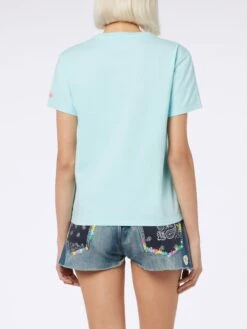 MC2 Saint Barth Woman Cotton Jersey Crewneck T-shirt Emilie With Spesso Ho Sempre Ragione Embroidery | INSULTI LUMINOSI SPECIAL EDITION -MC2 Saint Barth Shop EMI0001 00564F woman tshirt water green embroidery 3