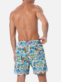 MC2 Saint Barth Man Mid-length Gustavia Swim-shorts With Postcard Mix Print | ALESSANDRO ENRIQUEZ SPECIAL EDITION -MC2 Saint Barth Shop GUS0001 03380F 03