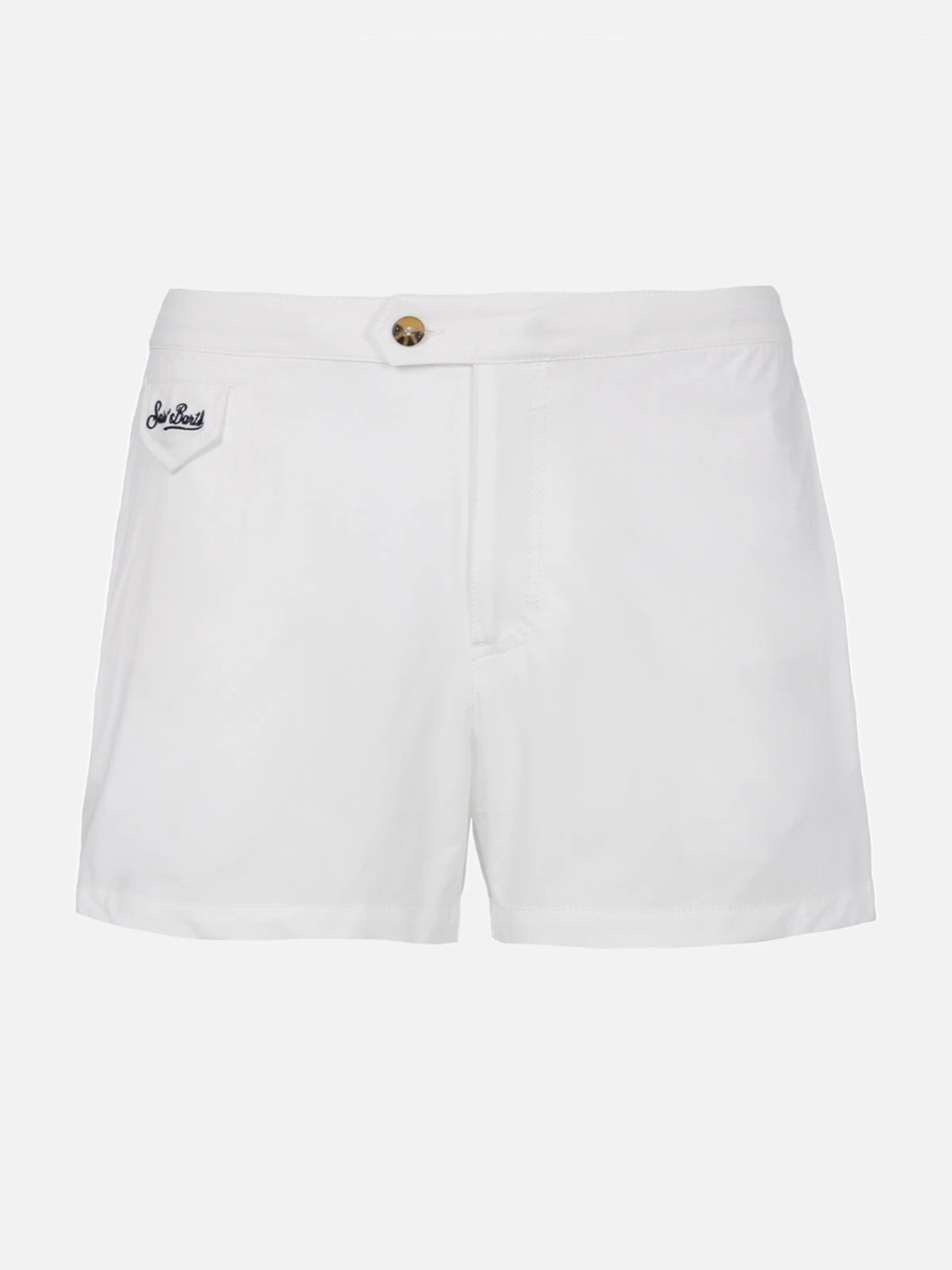 MC2 Saint Barth Harrys White Fitted Cut Swim Shorts 3 MC2 Saint Barth Harrys White Fitted Cut Swim Shorts