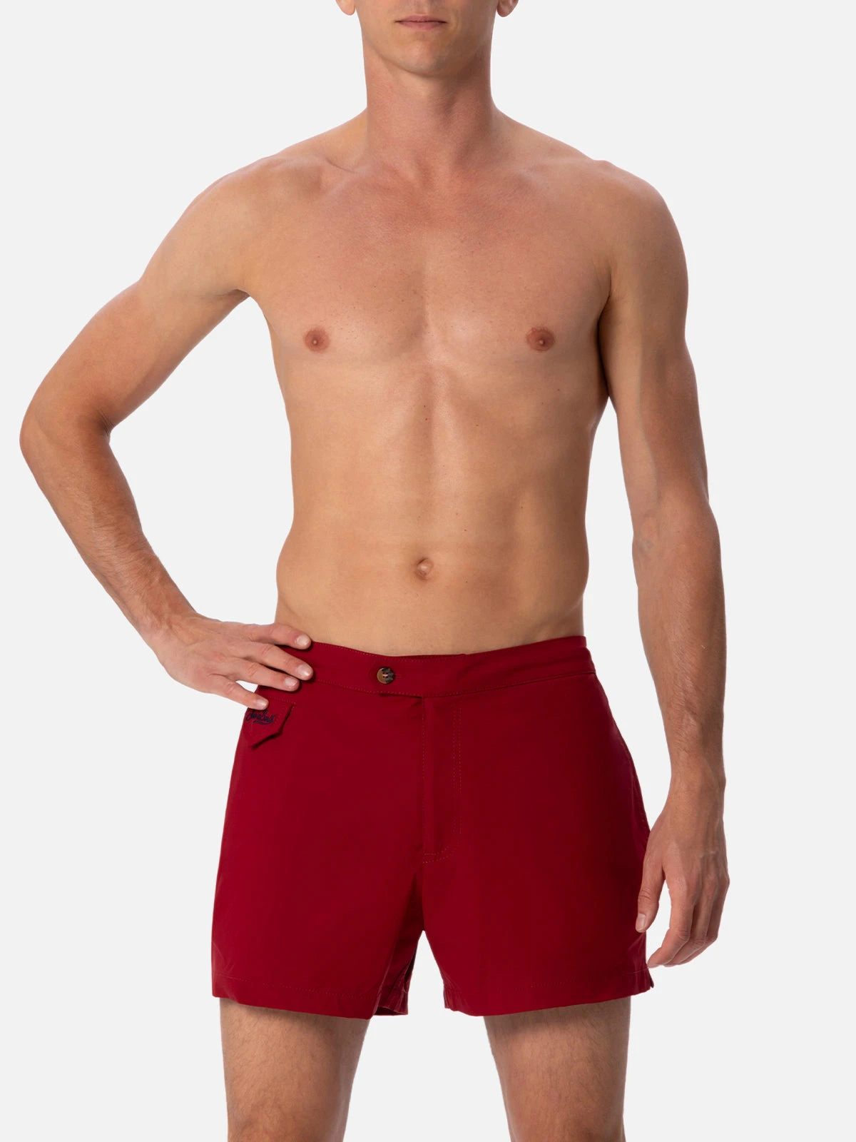 MC2 Saint Barth Man Burgundy Fitted Cut Swim Shorts Harrys 6 MC2 Saint Barth Man Burgundy Fitted Cut Swim Shorts Harrys - Image 4