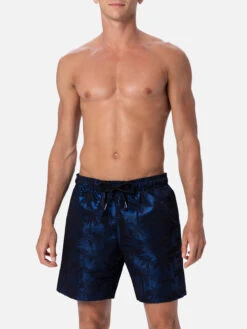 MC2 Saint Barth Man Ripstop Fabric Swim Shorts Harbour The Riviera With Palm Jacquard -MC2 Saint Barth Shop HARB001 04690F 01