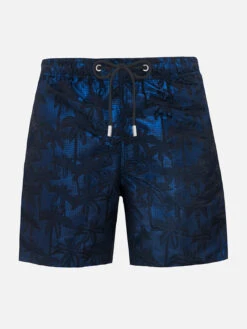 MC2 Saint Barth Man Ripstop Fabric Swim Shorts Harbour The Riviera With Palm Jacquard