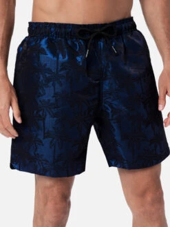 MC2 Saint Barth Man Ripstop Fabric Swim Shorts Harbour The Riviera With Palm Jacquard -MC2 Saint Barth Shop HARB001 04690F 02