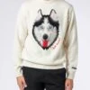 MC2 Saint Barth Man Sweater With Wolf Print And I Hate Summer Embroidery -MC2 Saint Barth Shop HER0001 00183C man grey sweater wolf 1
