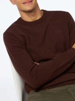 MC2 Saint Barth Man Crewneck Brown Lambswool Sweater With St. Barth Embroidery -MC2 Saint Barth Shop HER0001 00758E brown sweater man wool 2