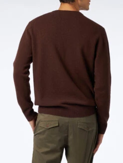 MC2 Saint Barth Man Crewneck Brown Lambswool Sweater With St. Barth Embroidery -MC2 Saint Barth Shop HER0001 00758E brown sweater man wool 3